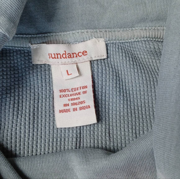 Sundance Sz L Mint Everyday Compliments Waffle Knit Cowl Neck Embroidered Sleeve - Picture 6 of 10